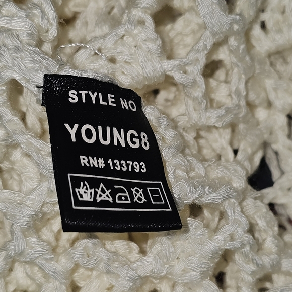 POL Womens Knit Crochet Cardigan W Fringe Sz L, Boho,Hippie,Festival - Picture 9 of 10